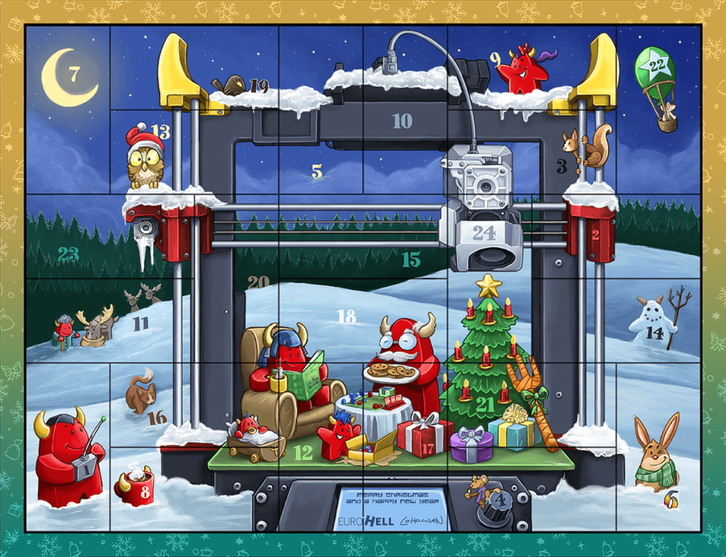 Eurohell Adventskalender 3D Token Brettspiel 2025