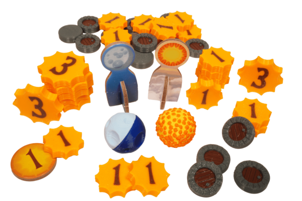 EVDD-T-01 Token Everdell Duo Brettspiel Eurohell Design Sonne Mond Besetzt Punkte
