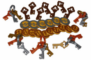 Token Castle Combo Brettspiel Eurohell Design Schlüssel Münzen