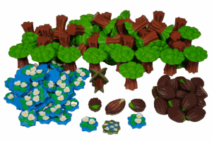 Token Life of the Amazonia Brettspiel Eurohell Design Baum, Samen, Wasserblume