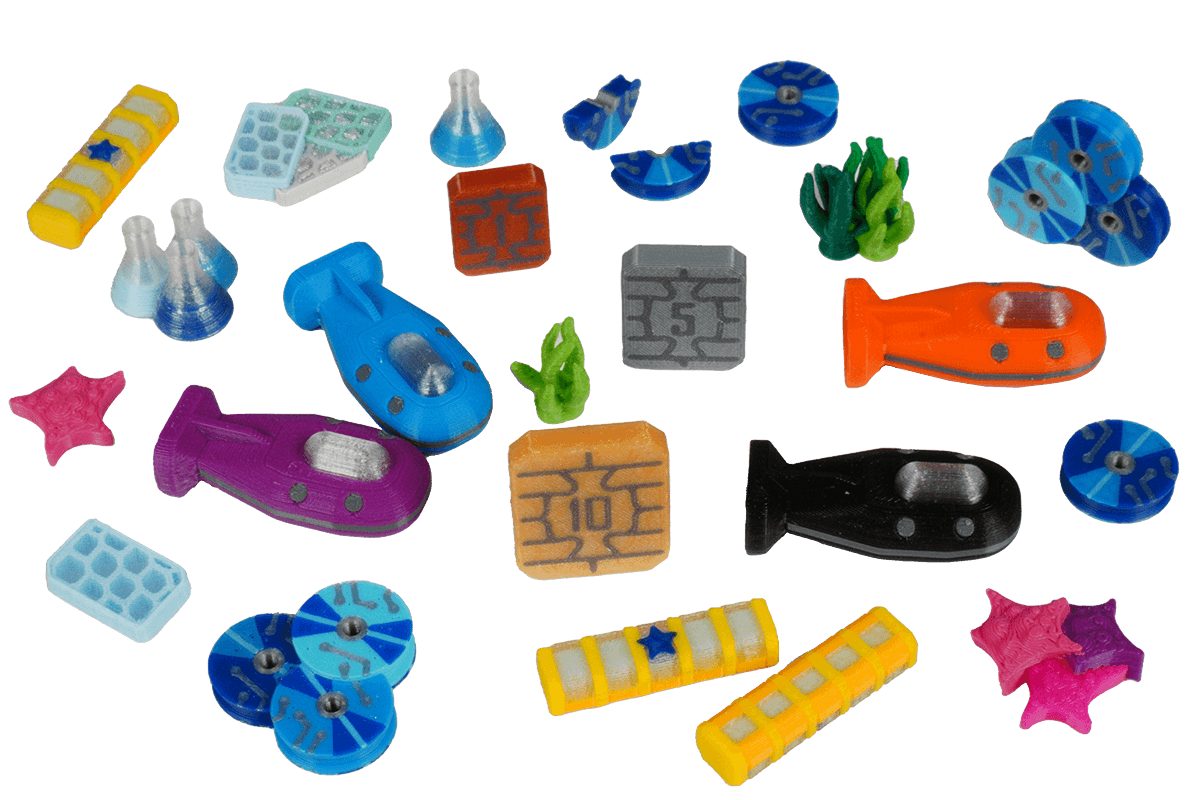 Token Underwater Cities Brettspiel Eurohell Design Ressourcen U-Boote Münzen Daten Tunnel